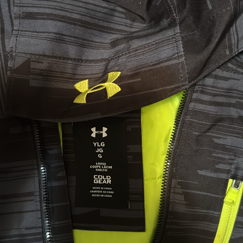 UA Black and Neon Green Hooded Jacket